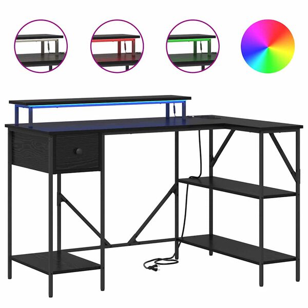 vidaXL Stol s ladicama Crni hrast 120 x 79 x 86,5 cm Konstruirano drvo