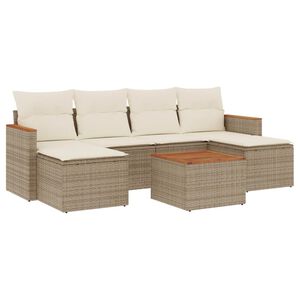 vidaXL 7-dijelni set vrtnih sofa od poliratana s jastucima bež