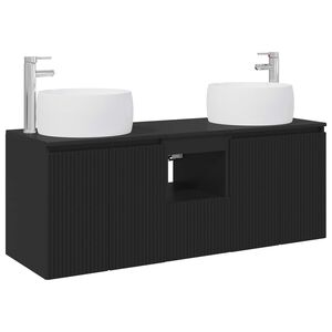 vidaXL Set ormarića za kupaonicu 3 kom. Crna 49,5 x 44,5 x 66 cm