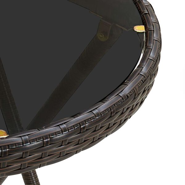 vidaXL Stolić za čaj smeđi 60 cm od poliratana i kaljenog stakla