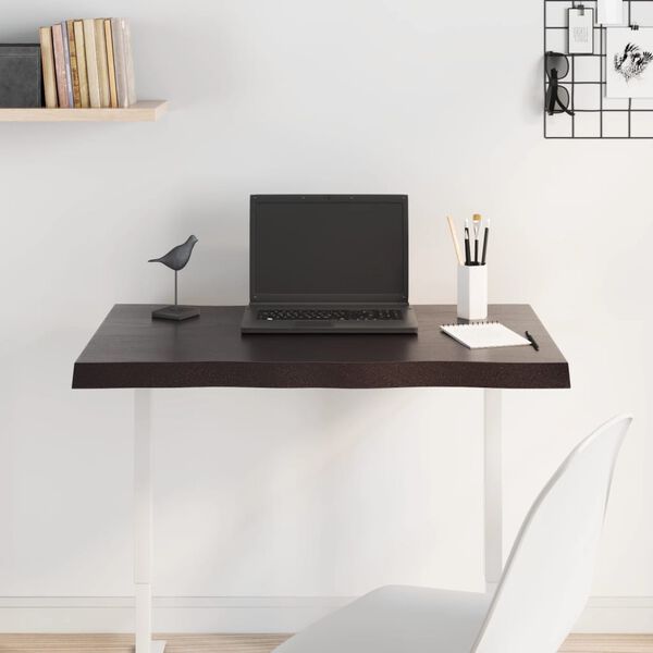 vidaXL Stolna ploča tamnosmeđa 80x50x(2-4) cm obrađena hrastovina