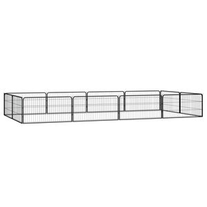 vidaXL Ograda za pse s 12 panela crna 100 x 50 cm čelik obložen prahom