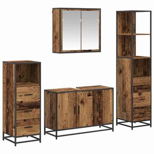 vidaXL Set namje&scaron;taja za kupaonicu 4 kom. Staro drvo 90 x 33 x 60 cm