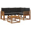 vidaXL Set vanjskih sofa s jastukom 5 pcs Prirodna i crna