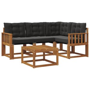 vidaXL Set vanjskih sofa s jastukom 5 pcs Prirodna i crna