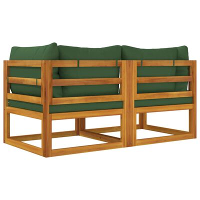 vidaXL Modularne kutne sofe sa zelenim jastucima 2 kom od drva bagrema