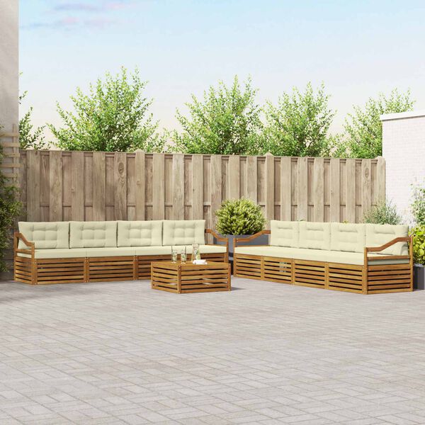 vidaXL Set vanjskih sofa s jastukom 9 pcs Prirodna i krem