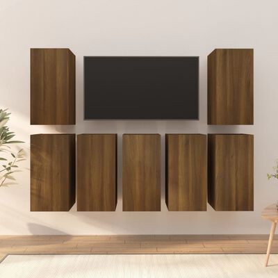vidaXL TV ormarići 7 kom boja smeđeg hrasta 30,5 x 30 x 60 cm drveni