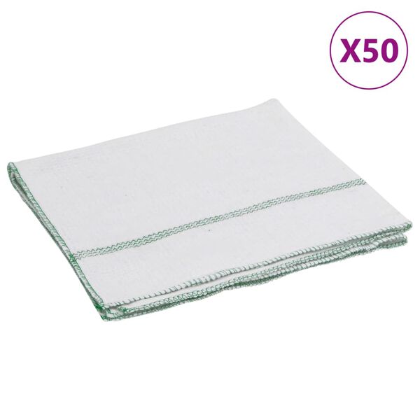 vidaXL Krpe za či&scaron;ćenje 50 kom bijele sa zelenim prugama 50 x 60 cm