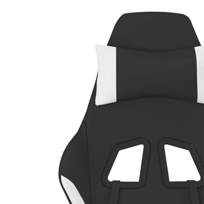 vidaXL Masažna igraća stolica od tkanine s osloncem crno-bijela