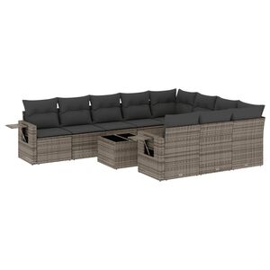 vidaXL 11-dijelni set vrtnih sofa od poliratana s jastucima sivi
