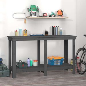 vidaXL Radni stol siva 140x50x80 cm od masivne borovine