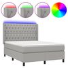 vidaXL Krevet box spring s madracem LED svjetlosivi 140x190 cm tkanina