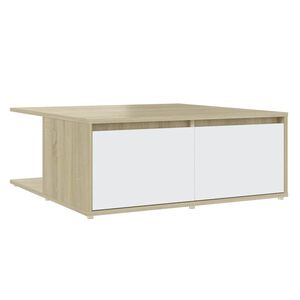 vidaXL Stolić za kavu bijeli i hrast 80 x 80 x 31 cm konstruirano drvo
