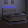 vidaXL Krevet box spring s madracem LED krem 180x200 cm od tkanine