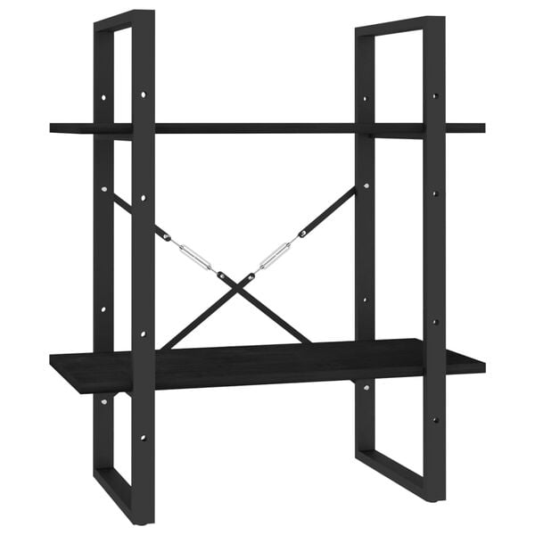 vidaXL Ormarić za knjige s 2 razine crni 60x30x70 cm masivna borovina