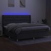 vidaXL Krevet box spring s madracem LED tamnosivi 200x200 cm tkanina
