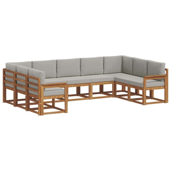 vidaXL Set vanjskih sofa s jastukom 9 pcs Prirodna i svijetlo siva