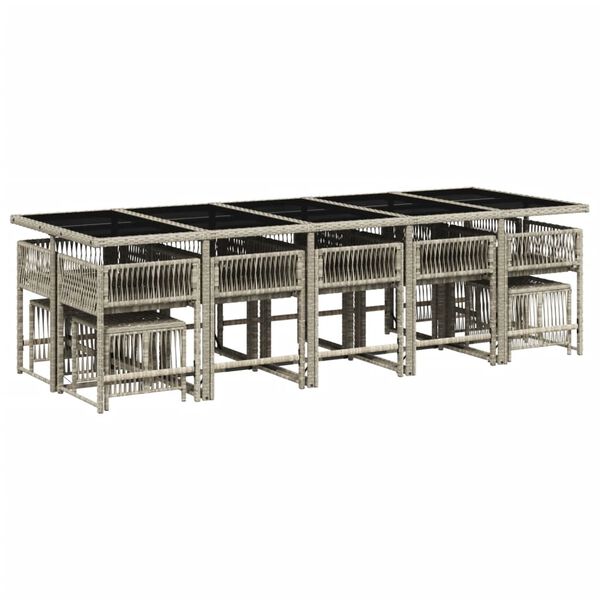 vidaXL 15-dijelni vrtni blagovaonski set s jastucima svijetlosivi