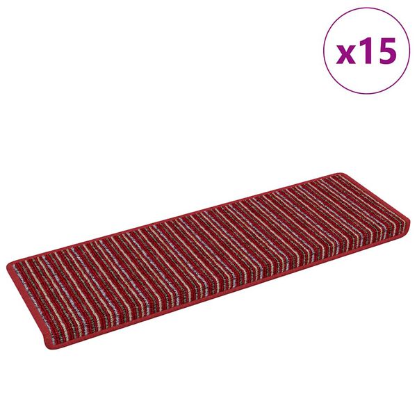 vidaXL Samoljepljivi stepenasti ulošci 15 pcs Crvena 65 x 21 x 4 cm