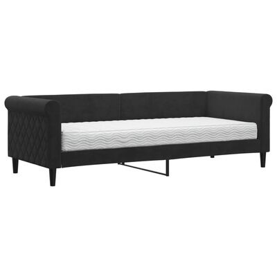 vidaXL Dnevni krevet s madracem crni 80 x 200 cm baršunasti