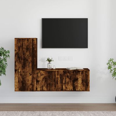 vidaXL 2-dijelni set TV ormarića boja dimljenog hrasta drveni