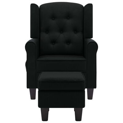 vidaXL Masažna fotelja od tkanine s tabureom crna