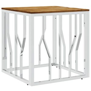 vidaXL Stolić za kavu srebrni od nehrđajućeg čelika i obnovljenog drva