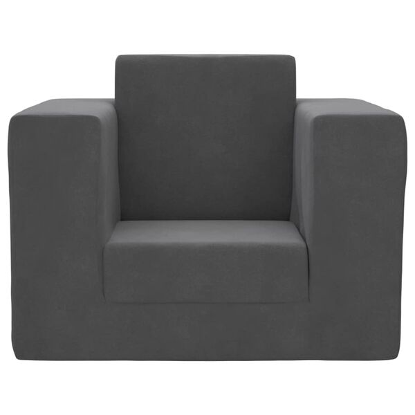vidaXL Dječji kauč na razvlačenje antracit mekani plišani