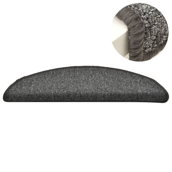 vidaXL Prostirke za stepenice 15 kom 56x17x3 cm tamno sive poluokrugle
