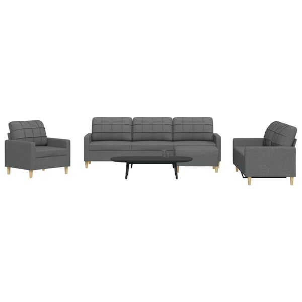 vidaXL 4-dijelni set sofa s tabureom tamnosivi od tkanine