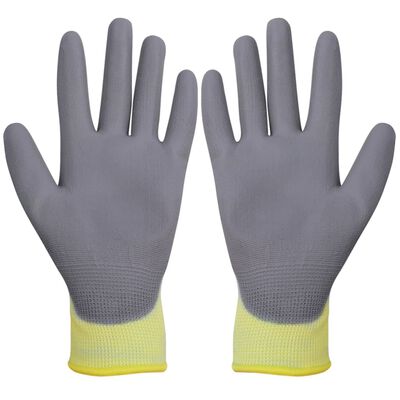 vidaXL Radne rukavice PU 24 Para bijela-siva Veličina 10 / XL