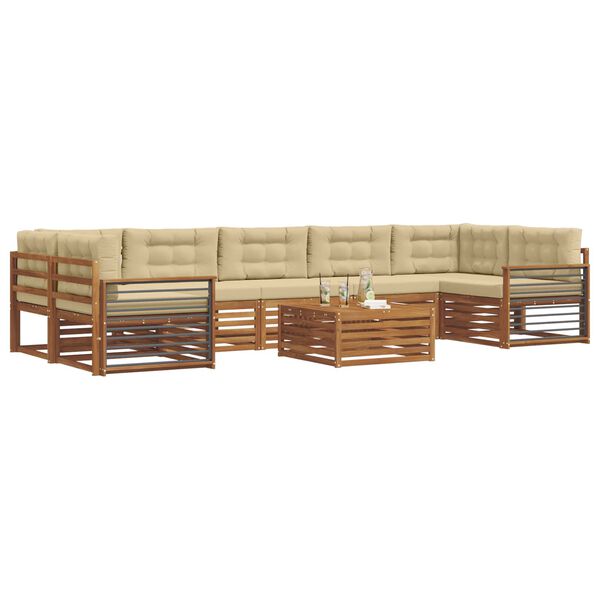 vidaXL Set vanjskih sofa s jastukom 8 pcs Prirodna i bež