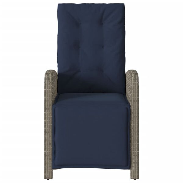 vidaXL Vrtni naslonjač s osloncem za noge sivi od poliratana