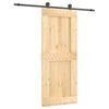 vidaXL Klizna vrata Prirodna i crna 85 x 210 cm Čvrsta borovina