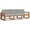 vidaXL Set vanjskih sofa s jastukom 3 pcs Prirodna i svijetlo siva