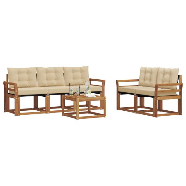 vidaXL Set vanjskih sofa s jastukom 6 pcs Prirodna i bež