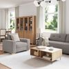 vidaXL Sofa 3 pcs Sivo-smeđa Platnasta tkanina