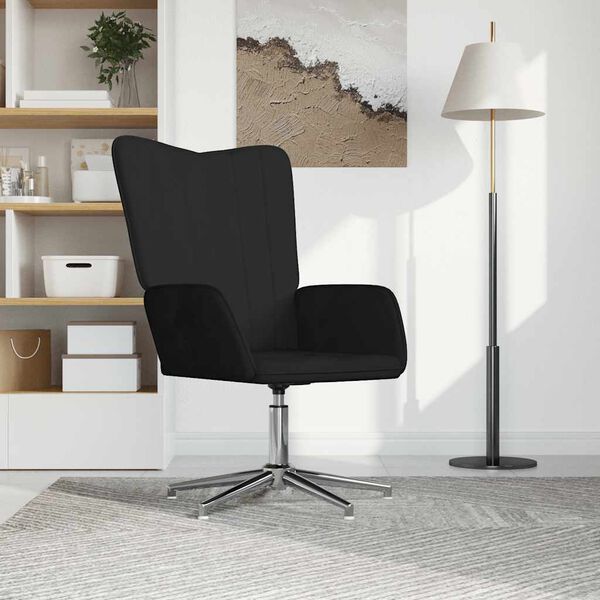 vidaXL Stolica za opu&scaron;tanje crna bar&scaron;unasta