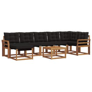 vidaXL Set vanjskih sofa s jastukom 8 pcs Prirodna i crna