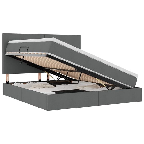 vidaXL Krevet s prostorom za pohranu s LED-om Tamno siva 160 x 200 cm