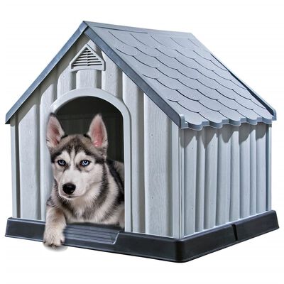 vidaXL Kućica za pse siva 92 x 87 x 91 cm plastična