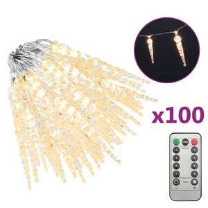 vidaXL Božićna lampica u obliku ledenice 100 LED dioda toplo bijela 10 m akril PVC