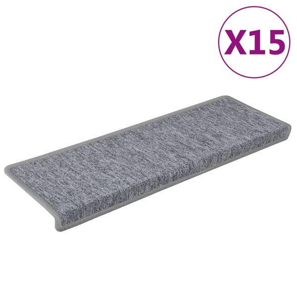 vidaXL Prostirke za stepenice 15 kom 65x21x4 cm svijetlo sive pravokutne rubove