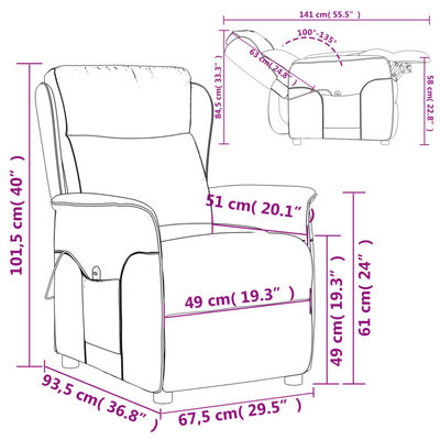 vidaXL Masažna fotelja od tkanine ljubičasta