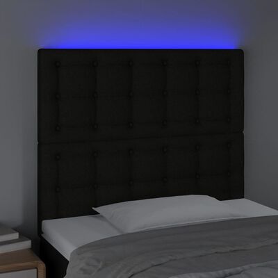 vidaXL LED uzglavlje crno 90x5x118/128 cm od tkanine