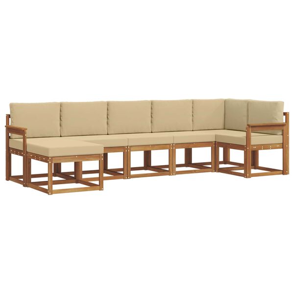 vidaXL Set vanjskih sofa s jastukom 7 pcs Prirodna i bež