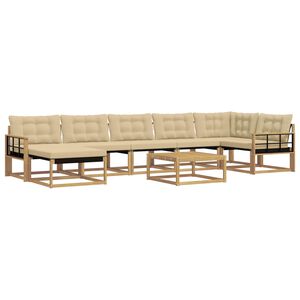 vidaXL Set vanjskih sofa 8 kom. Bijela i bež Čvrsto drvo akacije