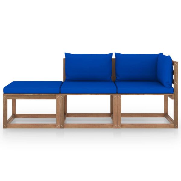 vidaXL 3-dijelna vrtna garnitura od paleta od borovine s jastucima