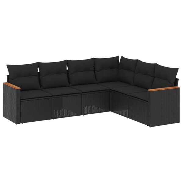 vidaXL 6-dijelni set vrtnih sofa s jastucima crni od poliratana